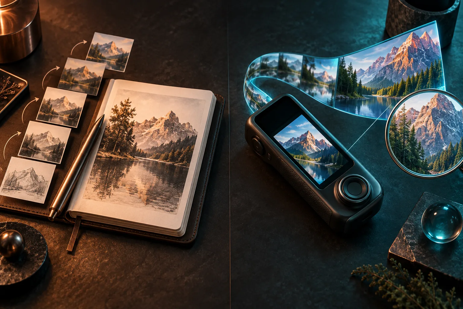 Two local image workflows showing iterative refinement and detailed upscaling