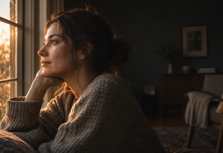 A quiet portrait lit by warm window light